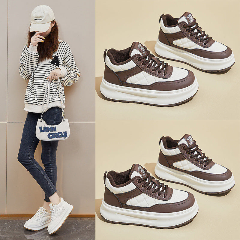 popular winter velvet little white shoes new Korean version ins female student sports board shoes casual height increase and warmth XY628