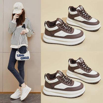 popular winter velvet little white shoes new Korean version ins female student sports board shoes casual height increase and warmth XY628