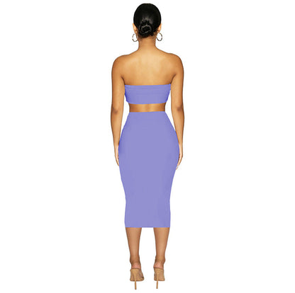 qgtao dress to impress outfits 2024 New Women's Sexy Chest-Wrapped Navel Two-Piece Street Tight Skirt Suit Summer