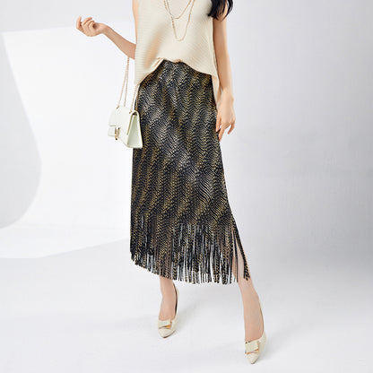 OEM customized explosive fringed skirt, high-end pleated bronzing hip skirt, live wholesale one piece, take samples and send them on behalf of others.