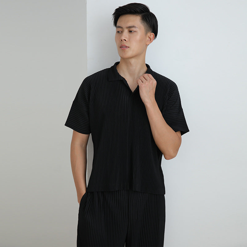 counter T-shirt top men's loose simple and versatile POLO shirt ins trendy men's fashion commuter casual short sleeves