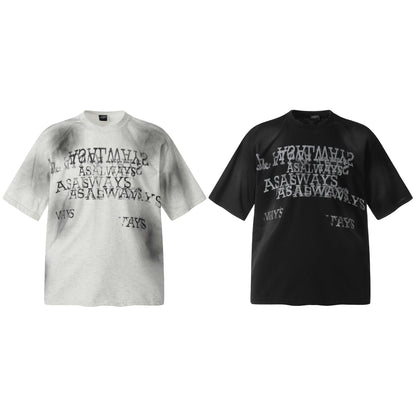 2025 F6622 2025n Street Vintage 2025 Summer Dirty Spray Letter Design Premium Men's Loose Short Sleeve T-Shirt