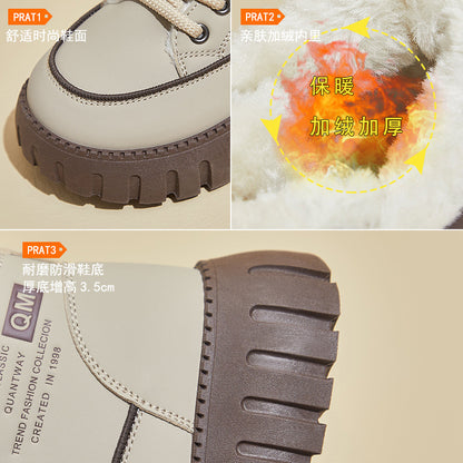 ins tide velvet Martin boots women's popular winter new casual shoes heightening student thermal locomotive boots KT2816