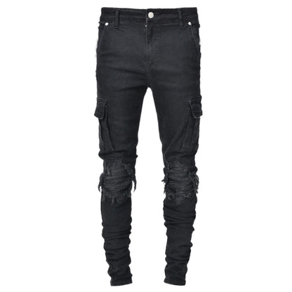 2025 2025 Express new denim men's pants New Popular trade ripped trend black slim denim pants men