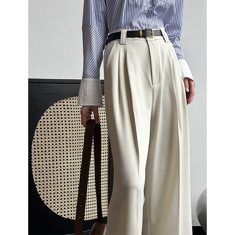 qgtao dti outfits  2024 Spring New Suit Pants Women's Korean Style High Waist Retro Loose Drape Slimming Casual Pants 24008