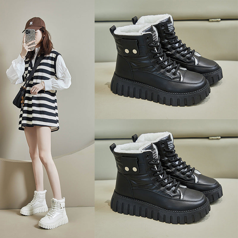 Fleece high-top snow boots for women's popular winter new student ins Korean version of thermal casual shoes cotton shoes ZY12297