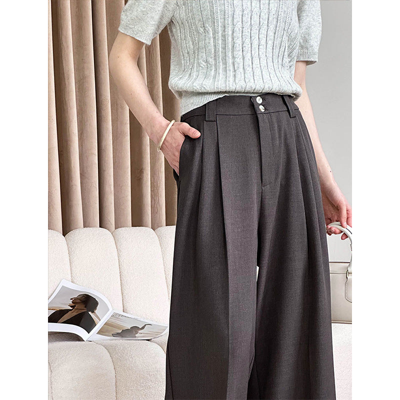 qgtao dti outfits  2024 Spring New Suit Pants Women's Korean Style High Waist Retro Loose Drape Slimming Casual Pants 24008