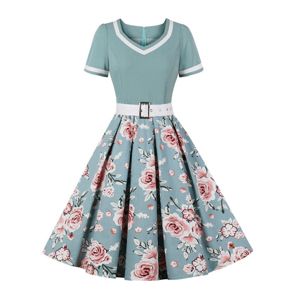 qgtao pop culture dress to impress Vintage Printed Dress Pettiskirt
