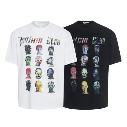 2025 27170 2025n Street 2025 Summer Vintage Alien High Sense Small Collar Design Men's Loose Short Sleeve T-Shirt