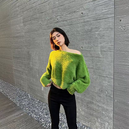 qgtao 2000s fashion Women's Plush Short Slimming Pullover Sweater, Warm and Fashionable Knitted