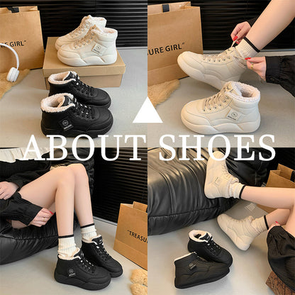 popular winter velvet little white shoes new Korean version ins female students thick baseplate shoes casual shoes warm XQ356-1