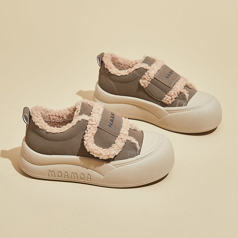 popular winter velvet little white shoes new Korean version ins female students thick-soled heightening sports board shoes casual NK860