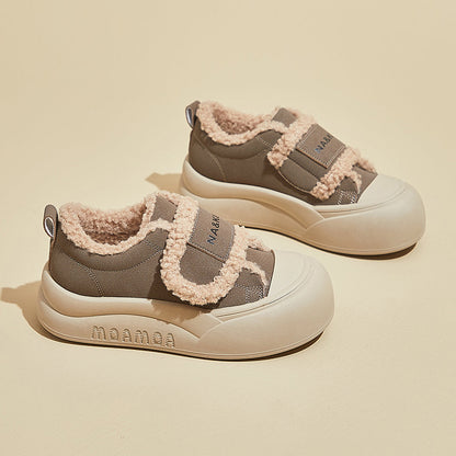 popular winter velvet little white shoes new Korean version ins female students thick-soled heightening sports board shoes casual NK860