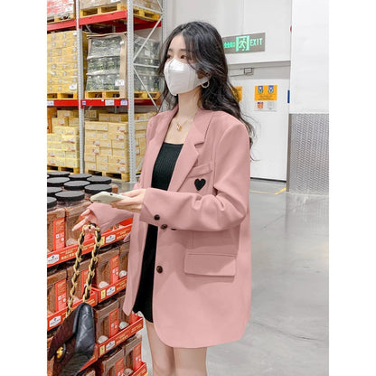 High-end black blazer women's spring and autumn 2025 new Korean version loose small suit top