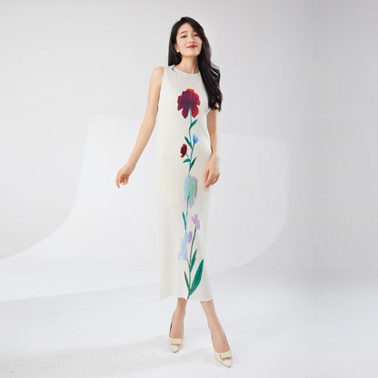 Women's high-end summer dress women's new fashion printing temperament elegant medium and long dress dress