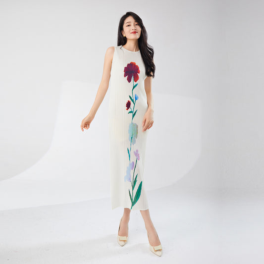 Women's high-end summer dress women's new fashion printing temperament elegant medium and long dress dress