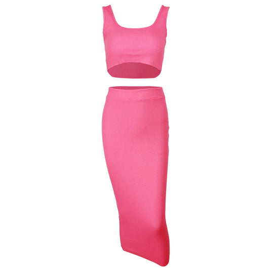 qgtao dress to impress outfits Summer New Women's Sexy Vest Two-Piece Suit Navel Short Top Fried Street Suit Skirt