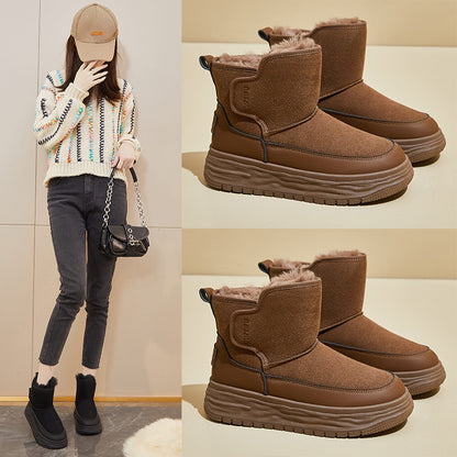 Fleece high-top snow boots for women's popular winter new student ins Korean version of thermal casual shoes cotton shoes XFH569
