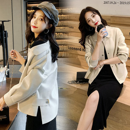 Small suede short coat women's 2025 spring clothes new fashion small fragrance double-sided Ni Korean version loose coat