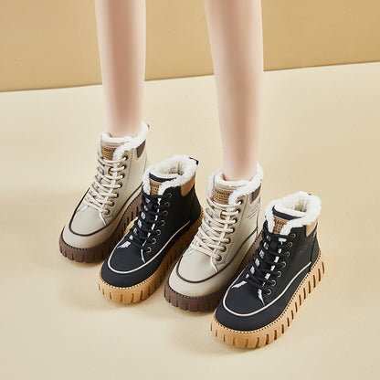 ins tide velvet Martin boots women's popular winter new casual shoes heightening student thermal locomotive boots KT2816