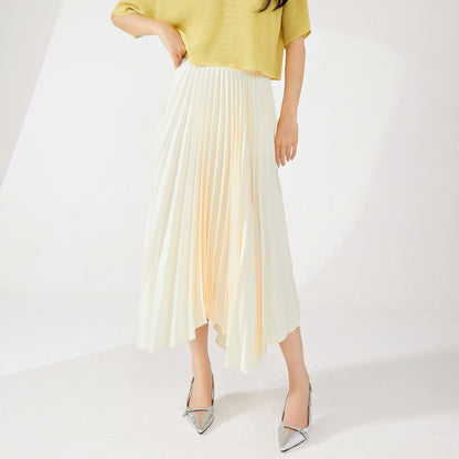 fashion pleated skirt women's high sense solid color loose pendulum irregular versatile skirt a word women's drape
