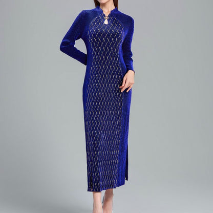 New Chinese cheongsam women's high-end sense improved version of mother's toasting clothes long-sleeved dress autumn women's long skirt