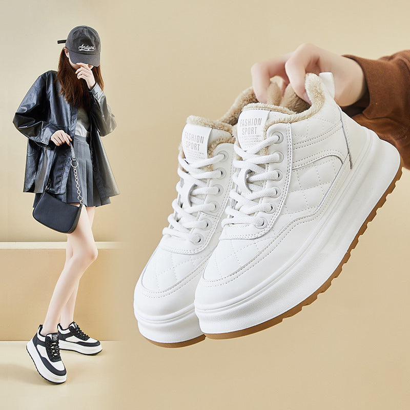 popular winter velvet little white shoes new Korean version ins female student sports board shoes casual height increase and warmth XY628