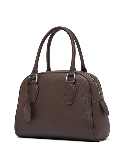 2025 Premium leather popular new women's bag large capacity first layer cowhide handbag Boston bowling pillow bag