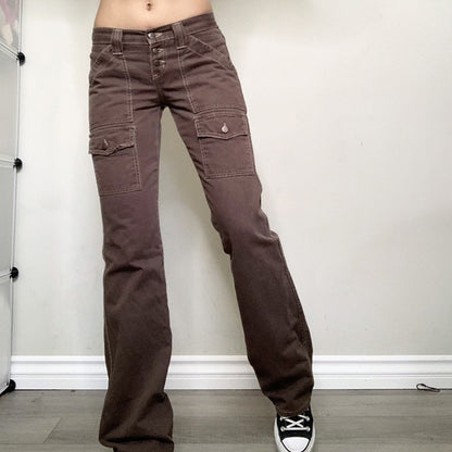 2025 2021 Popularan Station New Women's Clothing Multi-Pocket Design High Waist Slim Fit Hip Lift Street Shot Denim Overalls Trousers
