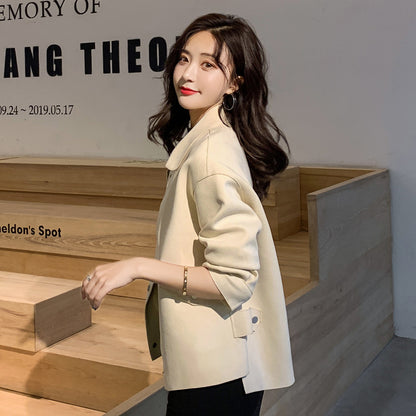 Small suede short coat women's 2025 spring clothes new fashion small fragrance double-sided Ni Korean version loose coat