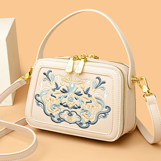 2025 Premium design bag Chinese style embroidery handbag fashionable atmosphere messenger bag daily commute shoulder bag