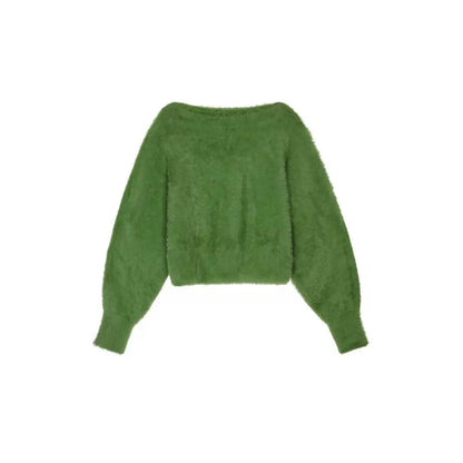 qgtao 2000s fashion Women's Plush Short Slimming Pullover Sweater, Warm and Fashionable Knitted