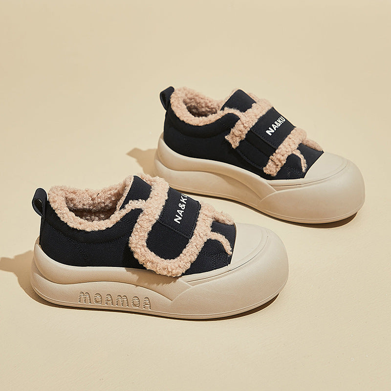 popular winter velvet little white shoes new Korean version ins female students thick-soled heightening sports board shoes casual NK860