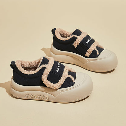 popular winter velvet little white shoes new Korean version ins female students thick-soled heightening sports board shoes casual NK860