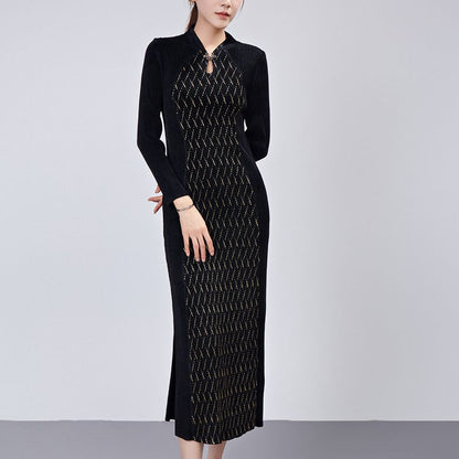 New Chinese cheongsam women's high-end sense improved version of mother's toasting clothes long-sleeved dress autumn women's long skirt