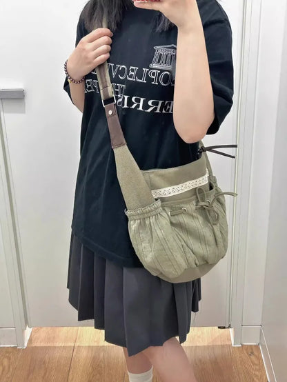 qgtao  Vintage Crossbody Bags for Women Korean Style Fashion Canvas Tote Bag Versatile Casual Large Capacity Shoulder Bag