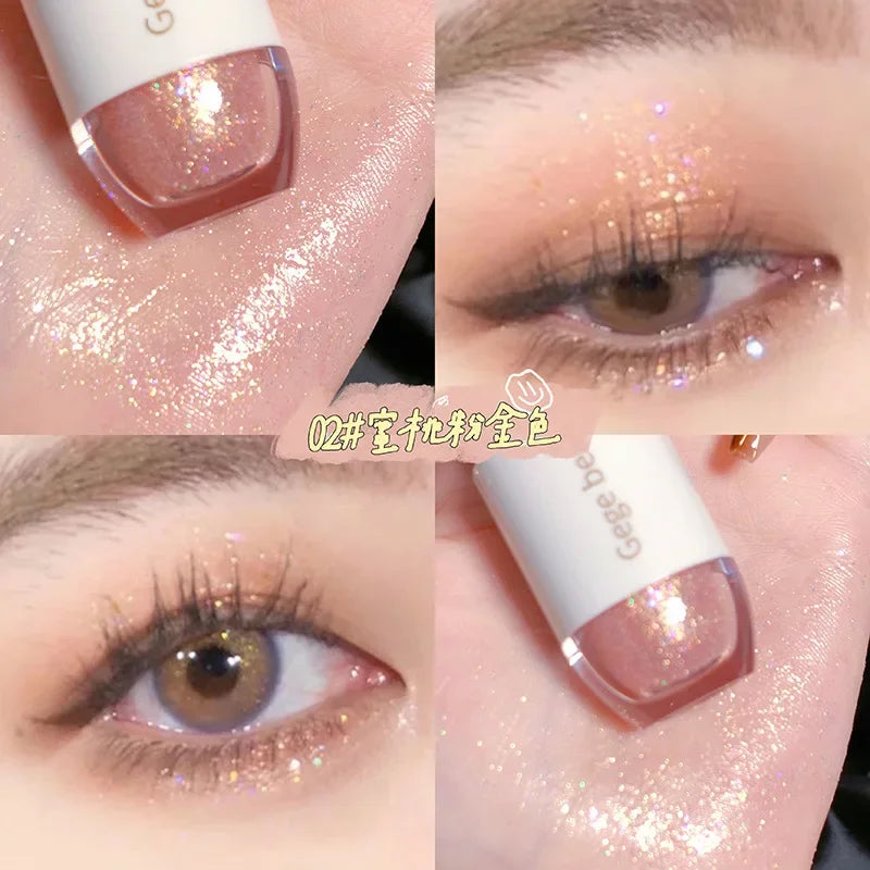 qgtao  Bright Shine Liquid Eye Shadow Glitter Highlighter Waterproof Pearlescent Sequins Lying Silkworm Fine Korean Cosmetic Makeup