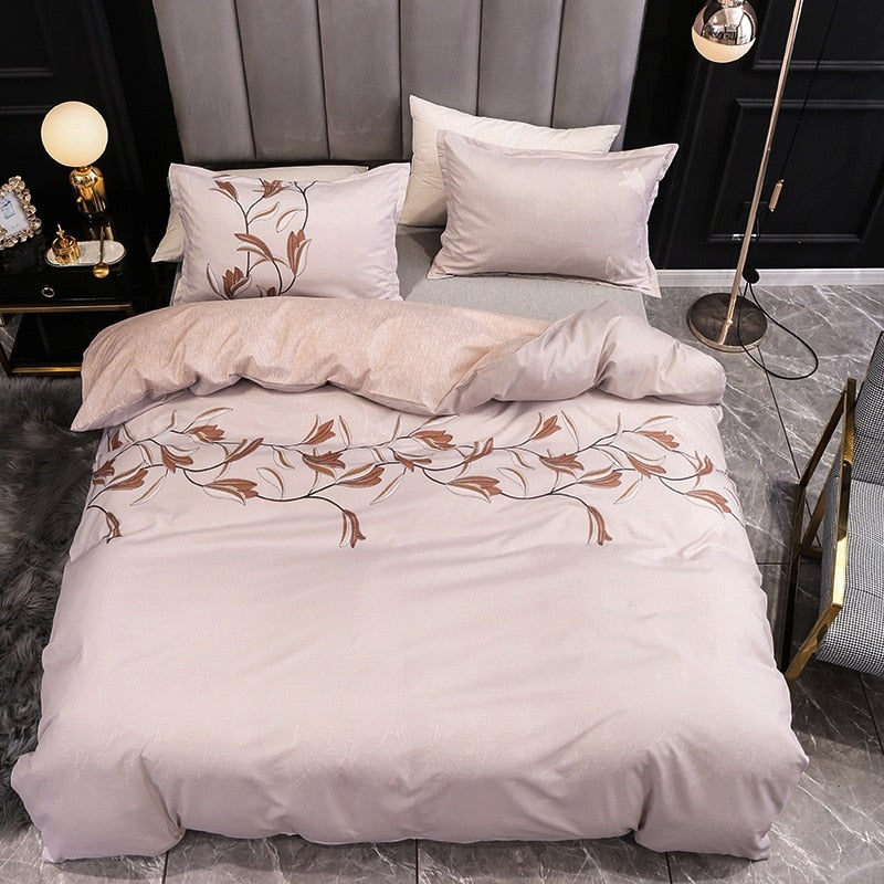 Yeknu 3pcs Nordic Exquisite Embroidery Bedding Set Bedroom Double Comfort Soft High Quality Quilt Cover and Pillowcase