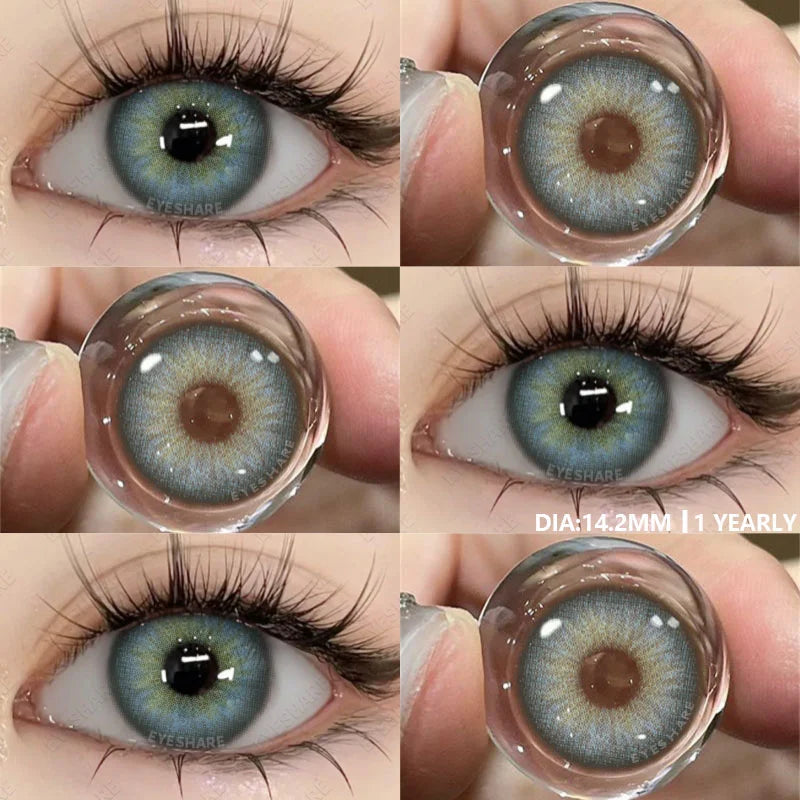 Colored Contact Lenses 1pair Natural Eye Lens Blue Eye Lenses Brown Lenses Gray Pupils Yearly Cosmetic Green Contacts