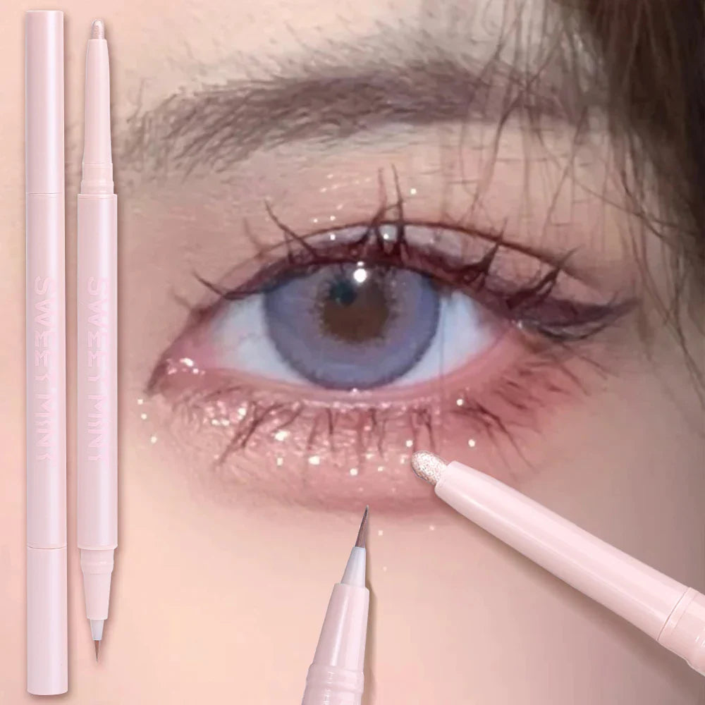 qgtao Double Ended Lying Silkworm Pencil Highlighter Makeup Pen enlarge eyes Under Eye Highlighter Makeup Stick Slim & soft  tip