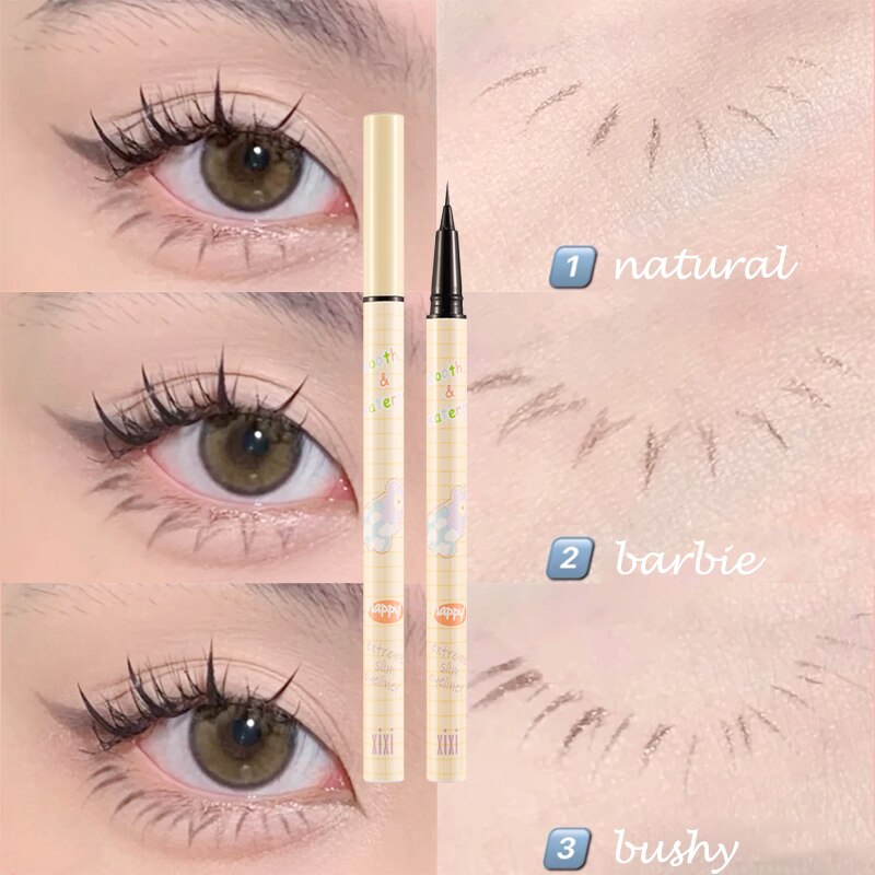 Ultra-Fine Waterproof Liquid Eyeliner Quick-Drying Lying Silkworm Pencil Grey Brown Lasting Eyelashes Pen Cosmetic Makeup Tools