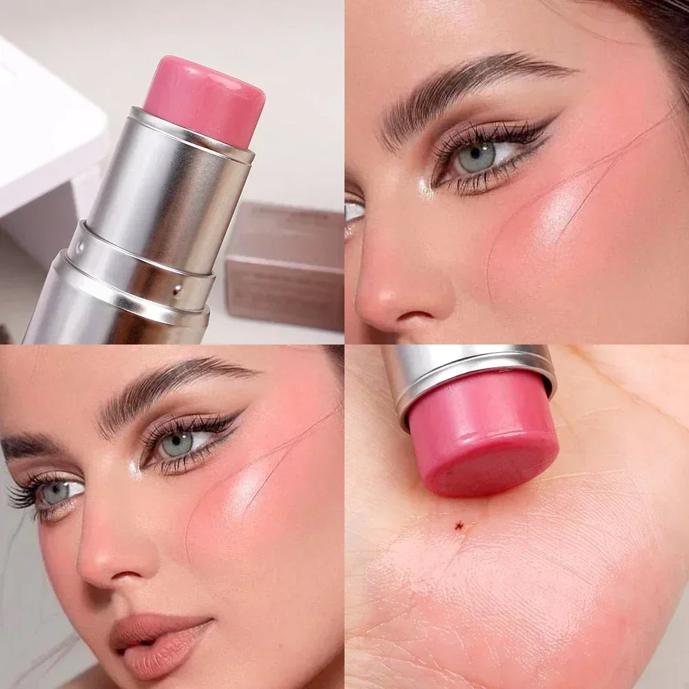 qgtao Waterproof Brighten Face Highlighter Blush Stick Makeup Glitter Corrector Contour Illuminator Shimmer Rouge Stick Cream Cosmetic