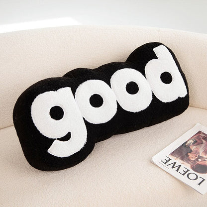 Nordic Elegant Black& WhiteCamellia Flower Cushion Good Words Pillow Stuffed Classic Dot Ball Blossom Chair Sofa Seat Home Decor