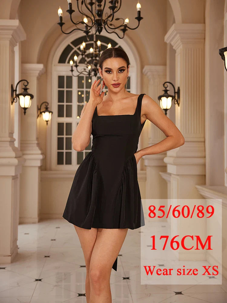 qgtao Summer Mini Backless A Line Dress Sexy White Big Bow Cotton Dress Casual Women Birthday Holiday Dress New Arrivals