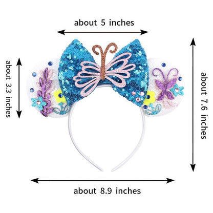 Children Hair Accessories Kids Party Encanto Headband Baby Bridesmaid Mouse Ear Hair Band Teens Wedding Sparkle Sequins Headwear