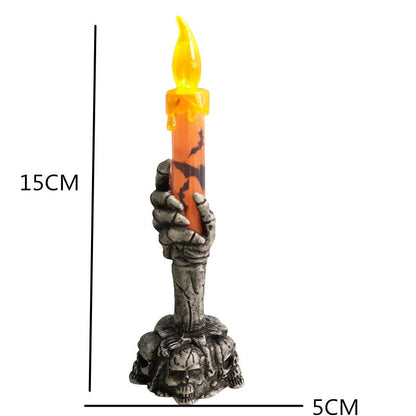 Halloween LED Lights Horror Skull Candle Ghost Holding Candle Lamp Christmas Party Decoration for Home Haunted House Ornaments