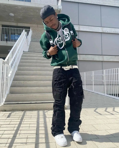 Y2k Vintage Casual Hip Hop Print Zip Up Hoodies Aesthetic Gothic Fashion Long Sleeve Hooded Sweatshirt Clothes Women Man