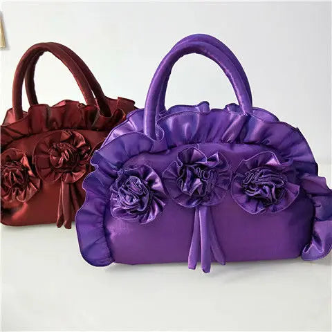 qgtao Gothic Purple Y2k Hand Bag Women New Dark Lolita Soft Chic Handle Purse Female Vintage Flower Cute Mini Bag Bolso Mujer