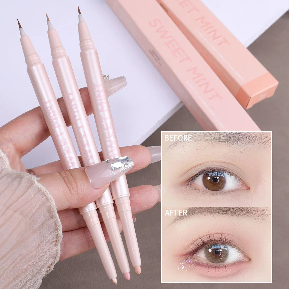 qgtao Double Ended Lying Silkworm Pencil Highlighter Makeup Pen enlarge eyes Under Eye Highlighter Makeup Stick Slim & soft  tip