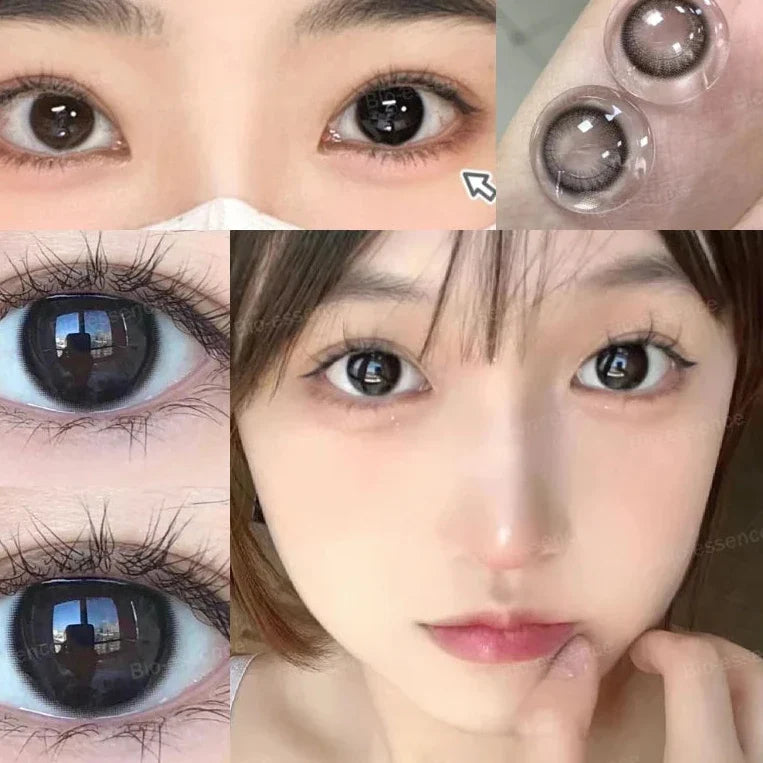 qgtao  1 Pair Dark Lenses Korean Style Colored Contact Lenses Myopia Lenses Black Lenses Fog Pearl Lens High Quality